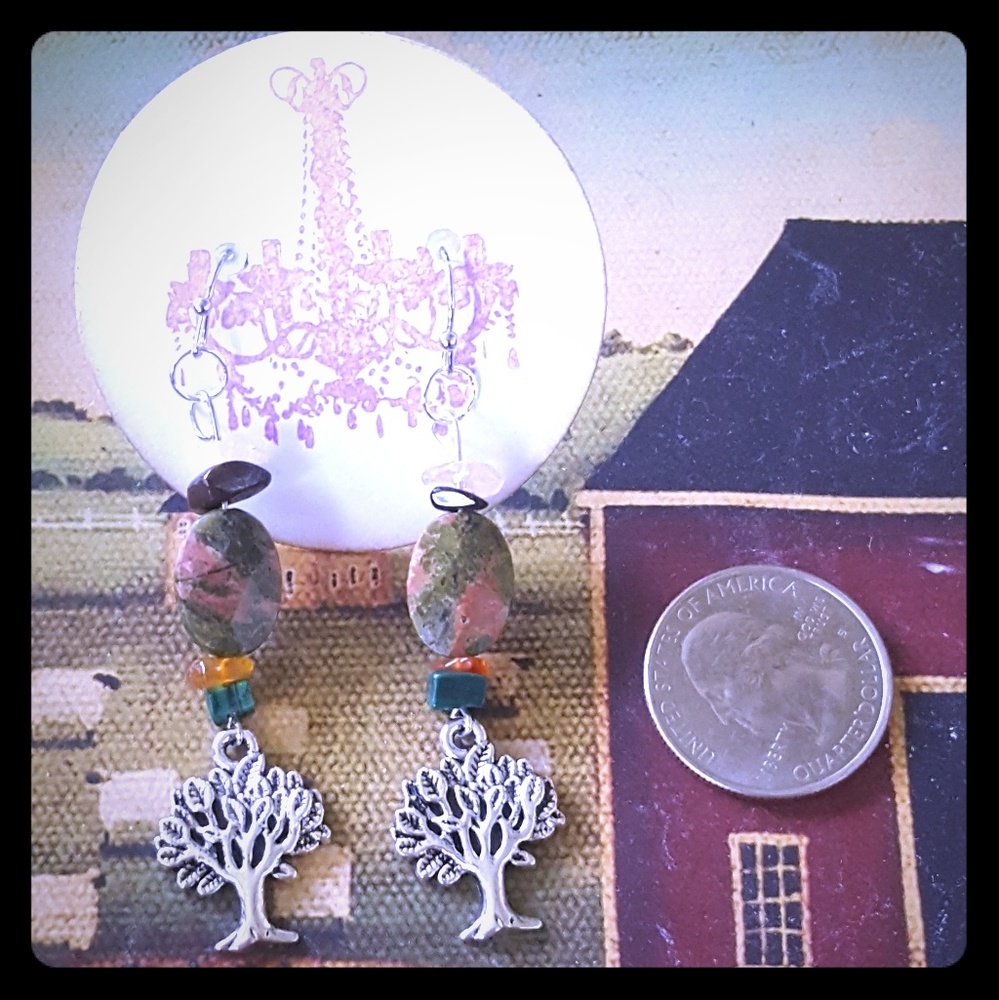Unakite .925 Sterling Silver Custom Earrings